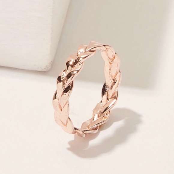 OCEAN DREAMS Rose Gold Braided Dainty Ring - Picture 5 of 5